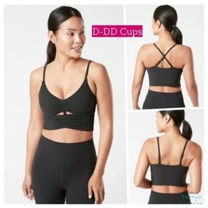 Athleta Cinch Longline Bra in Black - D/DD.